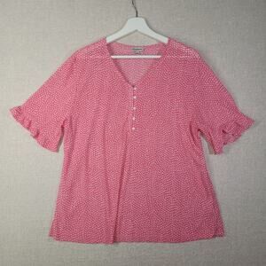 Charming Seven Forty Two Pink Polka Dot Blouse - Size L